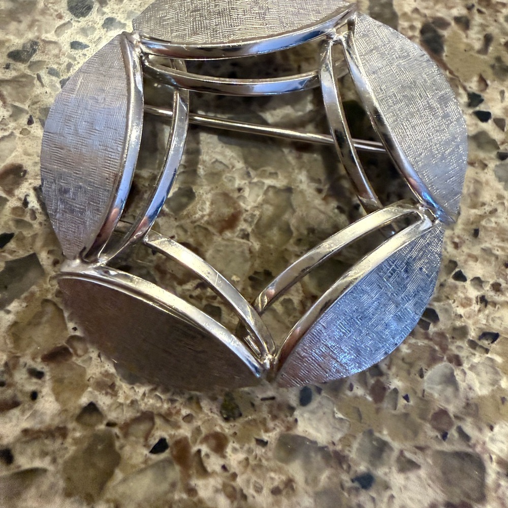 Stylish Silver 925 Geometric Brooch Circle Pin